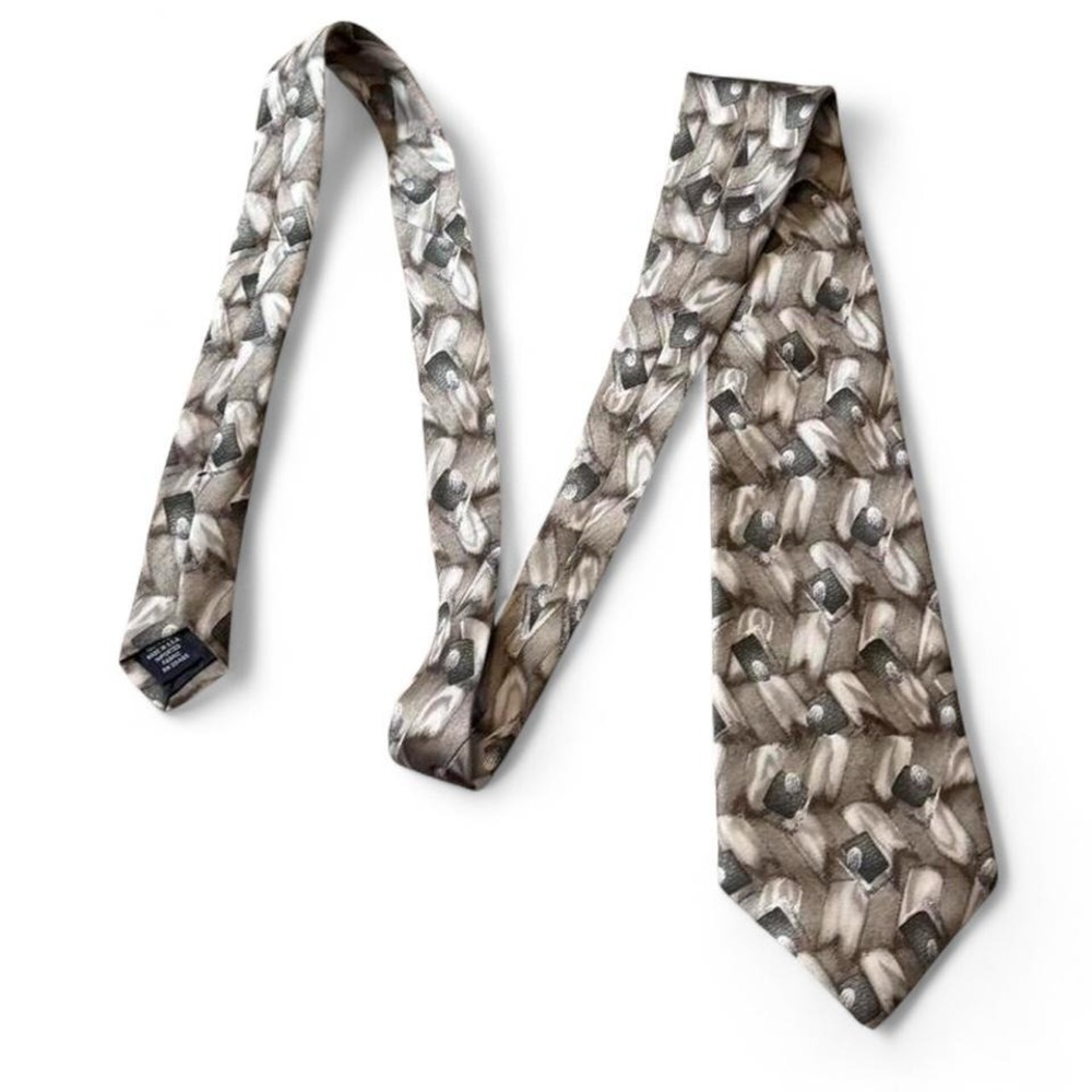 Vintage‎ 90s Stafford Gray/Taupe Geometric Silk Tie